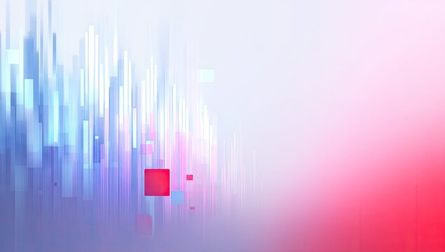 Abstract Digital Art with Red Square and Gradient Background.