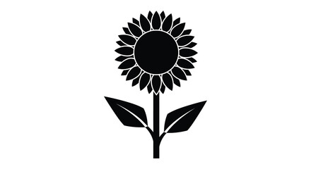 A striking black sunflower illustration with detailed petals and a bold silhouette © nhpvect02