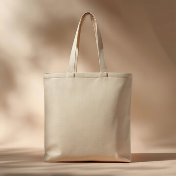 Blank Canvas Ecobag Mockup in Minimalist Neutral Studio Setting