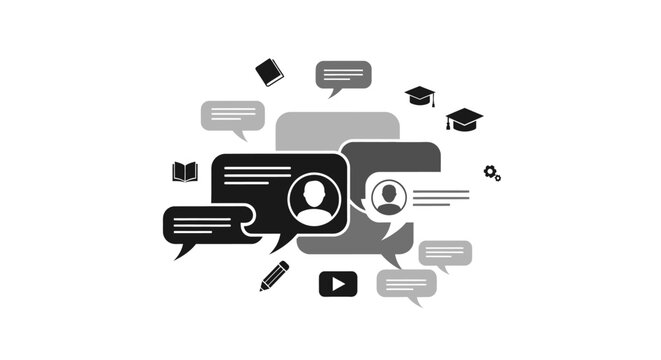 Social media icons and symbols.