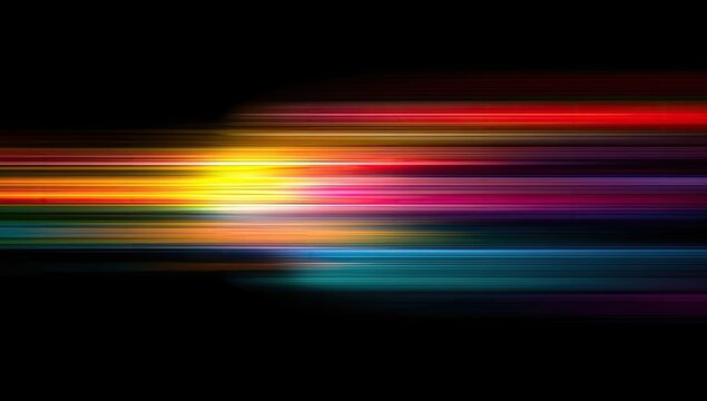 Abstract Colorful Light Streaks on Black Background Motion Blur.