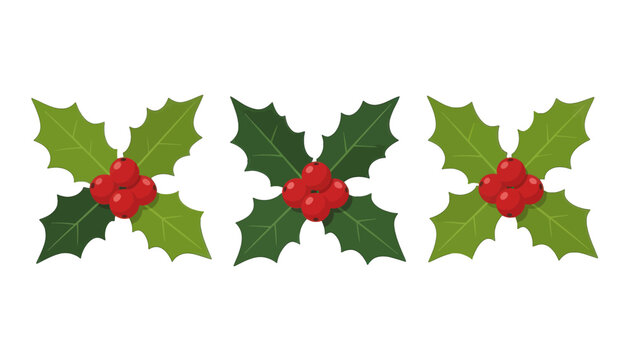 Holly Berry Garland Vector Illustration, Isolated Transparent Background for Christmas Holiday Design and Seasonal Decoration
