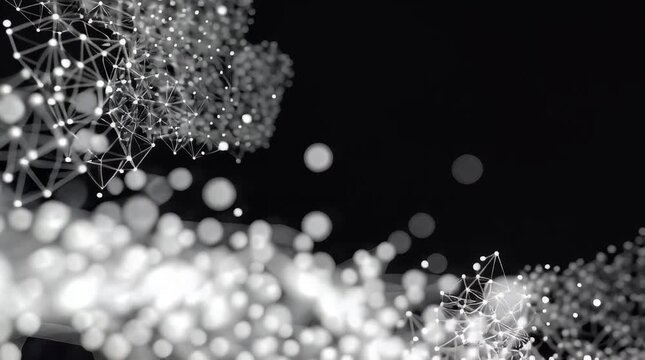 Abstract network animation zooming out with copy space