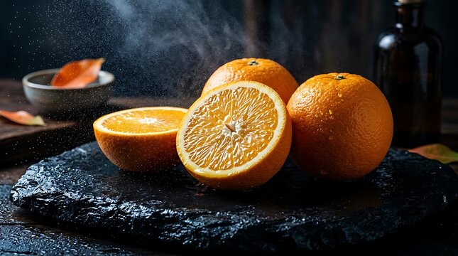 Segarnya Jeruk Segar Disemprot Air dengan Tampilan Estetik, Cocok untuk Konten Kuliner dan Kesehatan
