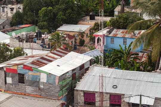 Aerial urban view of Barrio district of Santo Domingo on a daytime, Dominican Republic