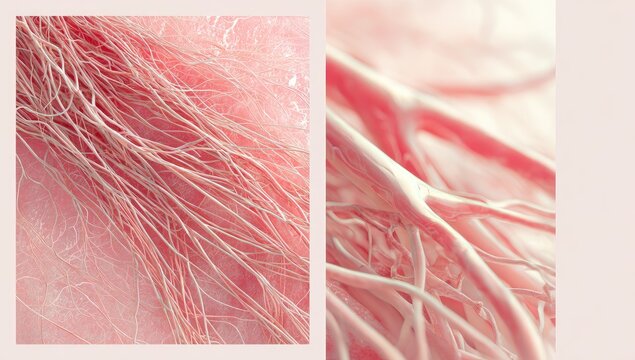 Close-up of Human Hair Follicles and Nerve Endings.