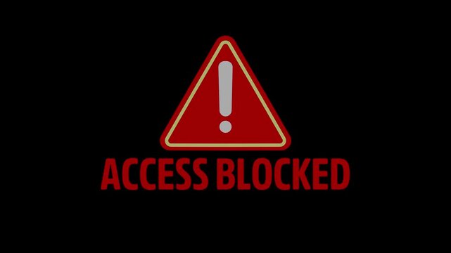 Access blocked alert Icon with binary code background. Attention grabbing icon highlights the importance of digital safety . on Black Background 4k animation