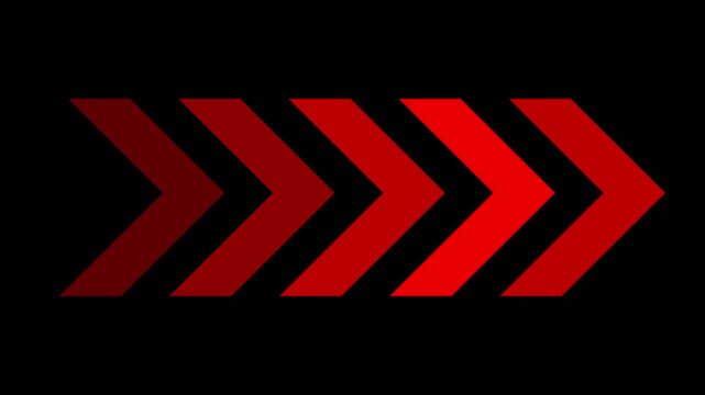 Left To Right Arrow Full Screen Directional Loop Animation Red Isolated On Black Background