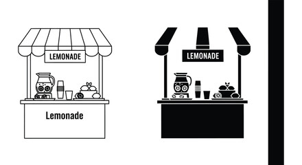 Two lemonade stands one outline and one solid a contrasting visual silhouette © nhpvect02