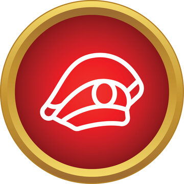 Military beret with badge symbol in a simple style