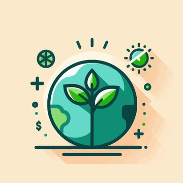 ESG Sustainability and Global Green Growth Concept Icon with Earth and Sprout Illustration