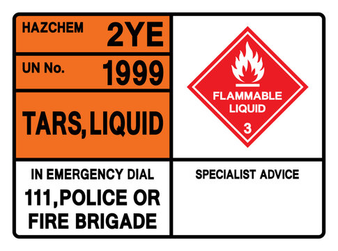 Tars, Liquid UN 1999 Symbol Sign, Vector Illustration, Isolate On White Background, Label.EPS10