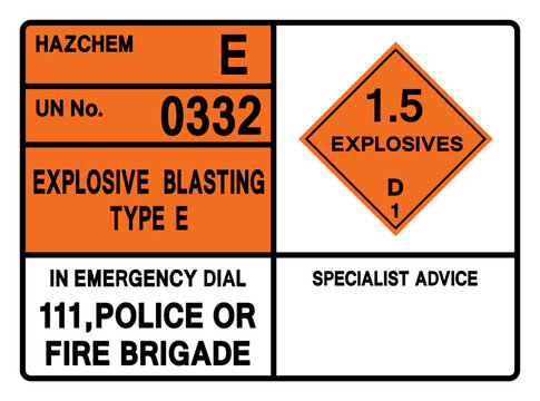Explosive Blasting Type E  UN 0332 Symbol Sign, Vector Illustration, Isolate On White Background, Label.EPS10