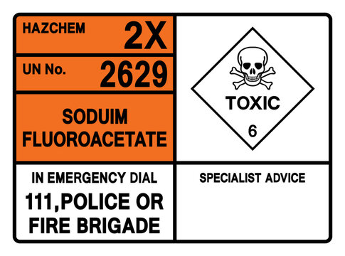 Sodium Fluoroacetate UN 2629 Symbol Sign, Vector Illustration, Isolate On White Background, Label.EPS10