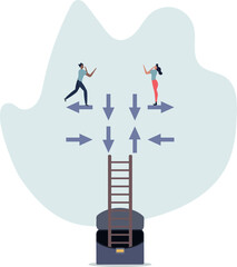 Fototapeta premium Decision making, decide the right way or choosing options, best alternative or solution to success, business direction or thinking concept.person's life situation and his activities.