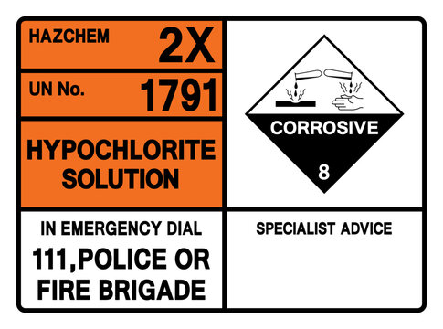 Hypochlorite Solution UN 1791 Symbol Sign, Vector Illustration, Isolate On White Background, Label.EPS10