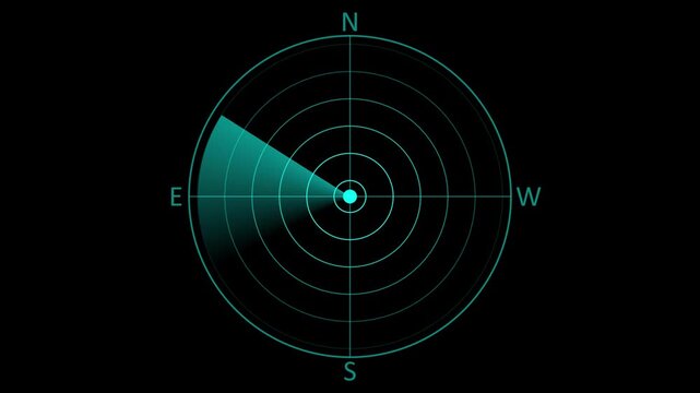 Radar screen animation, blue color moving radar HUD.4k video
