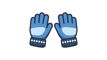 Modern flat vector icon illustration of a pair of blue padded winter gloves, representing warm hand protection for cold weather, skiing, and outdoor activities, isolated on a white background. © Zoya