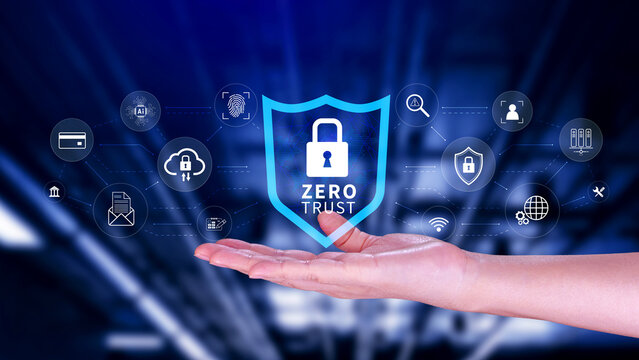 Zero trust and security concept. Business security network and private data, Cybersecurity zero trust, Fingerprint, cyber crime, Thieves protection, Internet connectivity. not ai