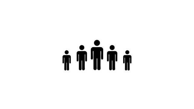 group of people, crowd icon, stick figure man, stickman isolated silhouettes, team illustration 4k on white background