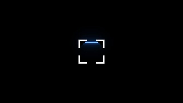 Scanning the QR code icon animation a neon scanner icon displays a glowing barcode or QR code scanner, with light beams or digita