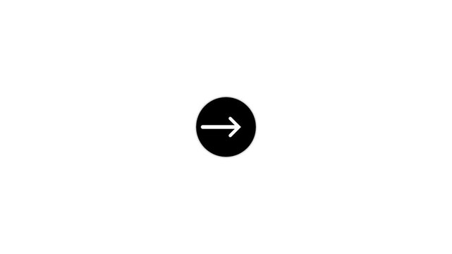 Simple straight animated arrow pointing to the right on white background or transparent background.
