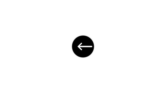 Motion Graphics left arrow icon animation on a white background 4k animated.