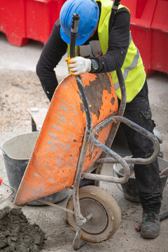 Construction worker in safety gear on a project The Concept of industry