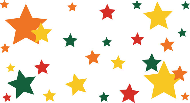 Colorful Star Pattern with Mixed Sizes Bright Vector Illustration for Festive Backgrounds, Kids Design, Wrapping Paper, and Decorative Graphics