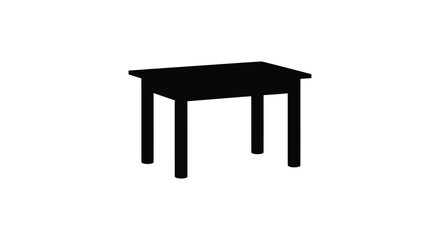 A simple black table stands isolated on a white background silhouette © nhpvect02
