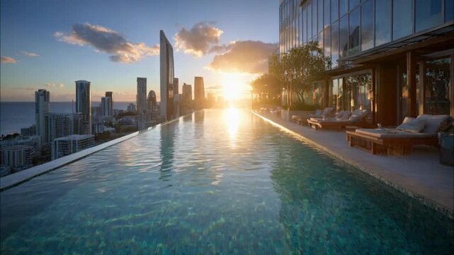 Rooftop pool with city skyline view 1.