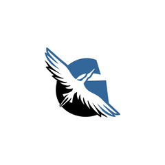 Fototapeta premium Elegant flying crane forming an alphabet letter G. Minimalist bird logo for travel, logistics, or premium corporate branding identity.