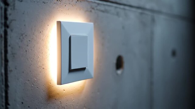 Minimalist light switch turning on with glow