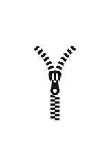 Naklejka premium Modern Minimalist Black Zipper Icon: Symbolizing Connection, Closure, and Fashion Design Elements for Digital Graphics, UI, and Apparel Branding, Isolated on White.