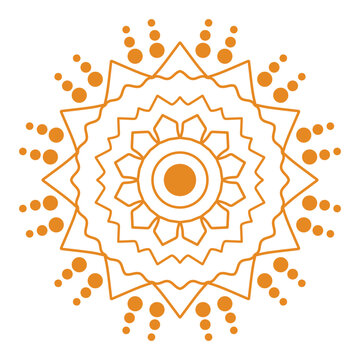 Orange Geometric Sunburst Mandala,