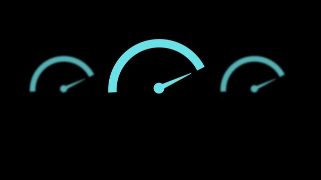 Digital speed meter animation featuring dynamic needle motion, sleek automotive interface on black backdrop.