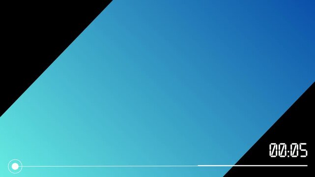 A sleek blue gradient diagonal progress bar animates from left to right on a black background. This futuristic digital timer counts down from 00:00 to 00:30, perfect for technology concepts.