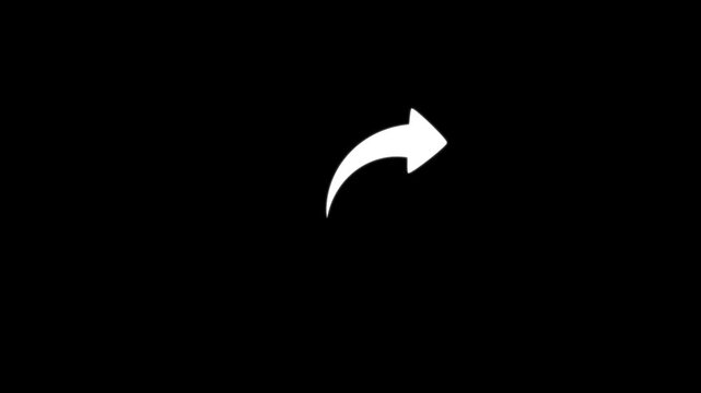 Share arrow icon for digital communication. Animated share arrow icon graphic for digital communication and connectivity concepts on a black background