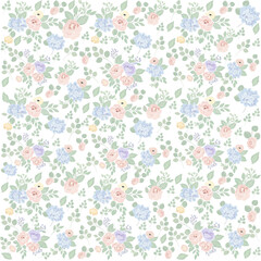 Obraz premium Seamless Pastel Floral Pattern with Soft Botanical Elements