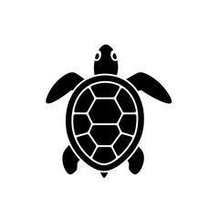 Obraz premium Black silhouette of a sea turtle, a symbol of the ocean and marine life.