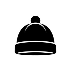 Fototapeta premium Stylish Black Beanie Hat Icon with Pompom: A perfect vector graphic illustration for winter fashion, cold weather apparel, and cozy headwear accessories. Ideal for showcasing warmth, style, and comfor
