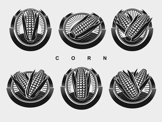 Fototapeta premium Corn label and element set. Collection icon corn. Vector