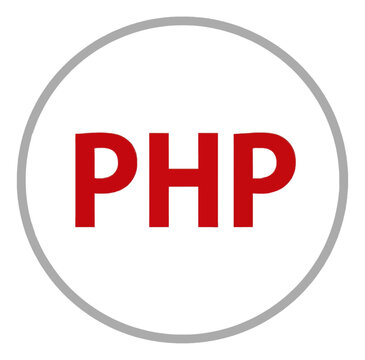 Red PHP Letters Inside Black Circle Icon Design
