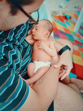newborn baby with dad