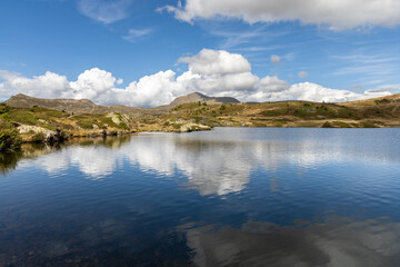 Fototapeta premium Fourchu lake in the Taillefer massif, Isère , French alps