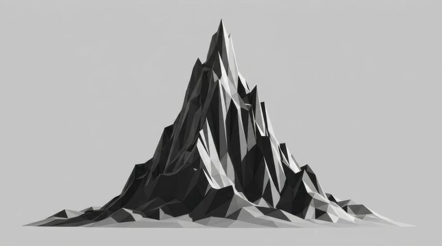 Geometric Low Poly 3D Mountain Peak Illustration