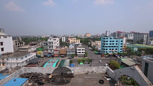 The rooftops of Mandalay City in Myanmar