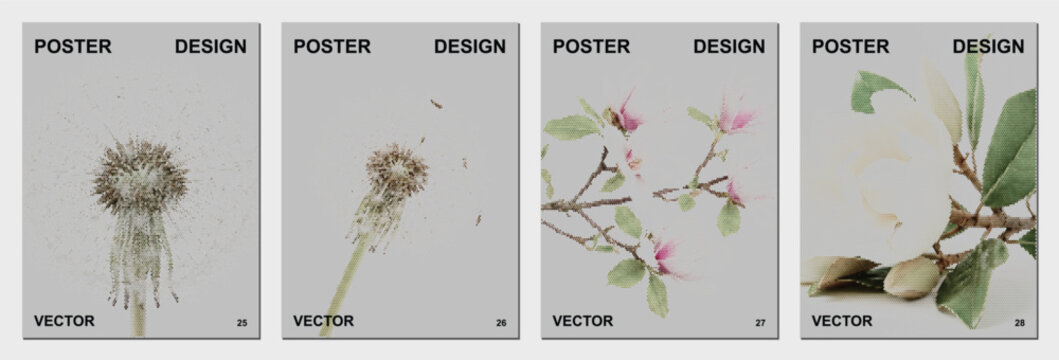 Thistle wild flower halftone dots prickly plant nature botanical herb bloom floral pattern