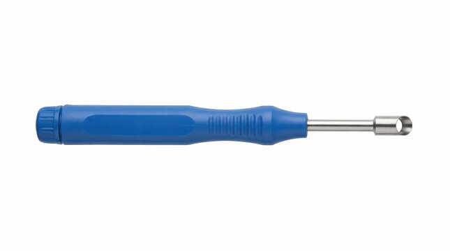 Blue handled socket wrench with metal shaft