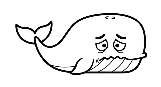 Cute cartoon whale face illustration.